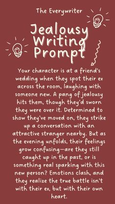 Looking for inspiration for your next story? This unique writing prompt will spark creativity and bring your characters to life! Whether you're diving into romance, exploring character emotions, or building tension in your plot, this writing idea is perfect for adding depth to your narrative. Save this prompt to your 'writing tips' board for when you need that extra push to overcome writer's block. Great for aspiring authors or seasoned writers looking to develop their storytelling skills! Writing Plot Ideas Story Prompts, Character Emotions, Fiction Writing Prompts, Writing Prompts Romance, Daily Writing Prompts, Writing Romance, Writing Motivation, Writing Inspiration Prompts