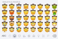 the emoticions are all different from each other, and they appear to be smiling