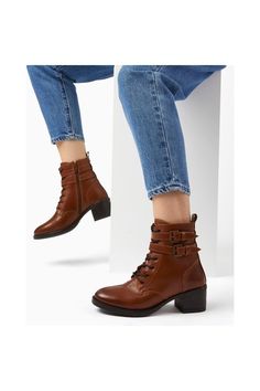 Cool and casual lace-up boots for easy everyday styling. With double buckle detail on the ankle and zip fastening work these in from now until winter and you've got both season's sussed. Leather Biker Boots, Chunky Block Heels, Dune London, Boot Brands, Wide Boots, Biker Boots, Wide Fit Boots, Casual Lace, Lace Up Ankle Boots