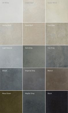 the different shades of paint that are used in this painting project, including grays and browns