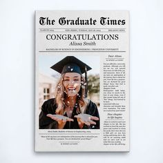 the graduate times magazine features an image of a woman in graduation cap and gown