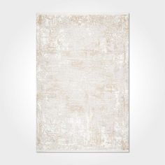 a white rug with an abstract design on it