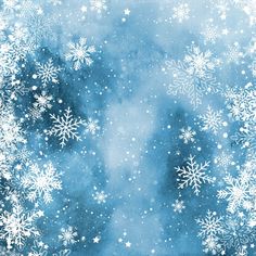 snow flakes on a blue watercolor background