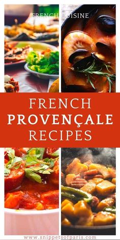 french proven recipe collage with pictures of different dishes