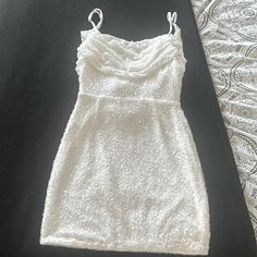 Nwot Perfect For Bachelorette Party Or Any Bridal Events White Sparkle Mini Dress, White Beaded Mini Dress, White Sparkle Dress, Winter Wonderland Dress, Glitter Suit, Sparkle Mini Dress, Bachelorette Party Dress, Bridal Events, New Years Eve Dresses