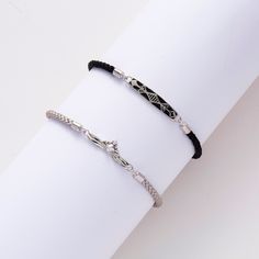 "✦ DETAILS: Metal: Finest 925 Silver Metal Stamp: S925 Main Stones: Zircon Men's Bracelet Length: 18 CM / 7\" with adjustable part 4 CM / 1.5\" Women's Bracelet Length: 16 CM / 6.3\" with adjustable part 4 CM / 1.5\" Men's Bracelet Pendant: 32*5.5 MM Women's Bracelet Pendant: 28*8 MM Handmade with love, time, care, and dedication ✦ Packaging: Beautifully wrapped up inside a kraft box, ready for gift giving! ✦ SHIPPING: The estimated shipping time within the USA is 5-7 days. Depending on the dest Promise Bracelets For Couples, Bracelet Couple Aesthetic, Promise Bracelet For Couples, Couple Matching Bracelets, Promise Bracelets, Match Bracelets, Simplistic Jewelry, Hand Jewelry Rings, Promise Bracelet