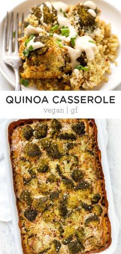 an image of quinoa casserole with broccoli in it