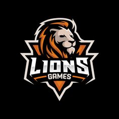 the lions logo on a black background with orange and white stripes, which reads lions games