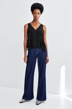 Image 1 of LACE WRAP TOP from Zara Lace Wrap Top, Lace Wrap, Ad Campaign, Wrap Top, Bell Bottom Jeans, Latest Trends