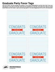 congratulations party favors with congrats and graduation written in red on the side,