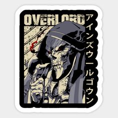 a sticker with an image of a skeleton wearing a hat and holding a knife