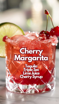 Cherry Margarita Cherry Tequila Drinks, Cherry Vodka Sour Recipe, Margaritas Recipes, Cherry Cocktails, Margaritas With My Senoritas, Tipsy Bartender Recipes, Cherry Margarita, Mixed Drink Recipes, Bartender Drinks Recipes