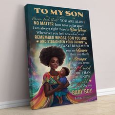 African American Son Never Feel That You Are Alone Poster Canvas  Birthday Graduation Gift For Son Graduation Gift For Son, Art Inspirational Quotes, Landscapes Abstract, Always Remember You, Be My Baby, Sons Birthday, Stronger Than You, Prayer Quotes, Minimalist Poster