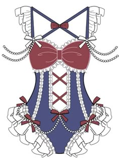 a drawing of a corset with chains and bows on it's chest