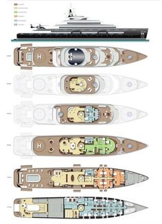 four different types of boats on display in a diagram, with the names and numbers below them