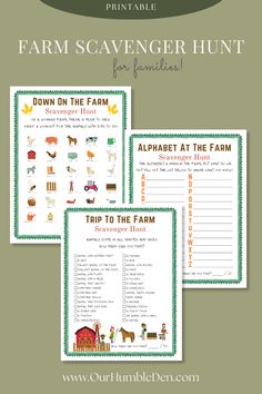 3-sheet printable of a farm scavenger hunt available for purchase Farm Games For Kids, Farm Scavenger Hunt, Scavenger Hunt Printable, Treasure Hunt Games, Scavenger Hunts, Fall Bucket List, Adventure Games, Veteran’s Day