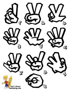 an image of hand gestures drawn in black and white