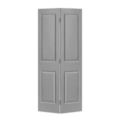 an open gray door on a white background