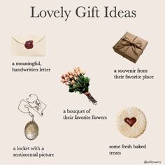 the words lovely gift ideas are written in different languages and have been used to describe them