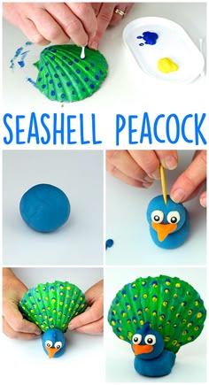 the process for making seashell peacocks is shown