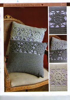 the crocheted pillows are made with yarn