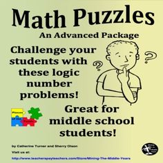 a poster with the words math puzzles on it