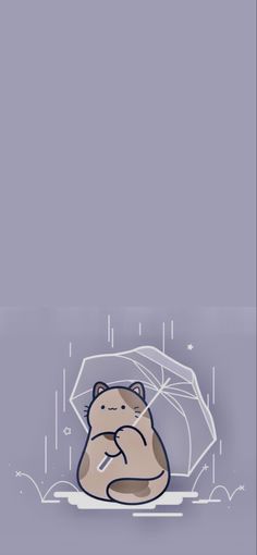 an animal sitting in the rain with an umbrella over its head and it's eyes closed