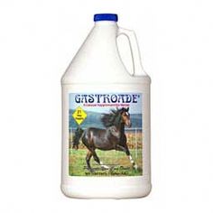 a gallon of glastroide is shown with the horse running in the background