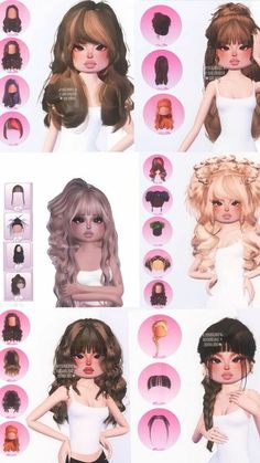 several different types of wigs and hair styles for women with long, curly hair