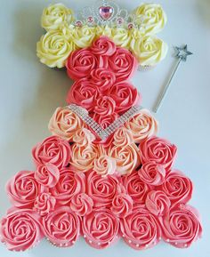 a dress made out of cupcakes and roses