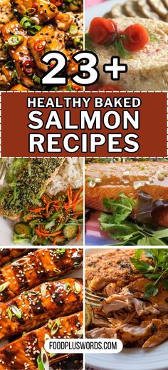 healthy baked salmon recipe collage with text overlay