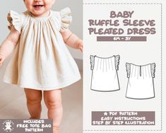 the baby ruffle sleeve pleaed dress sewing pattern