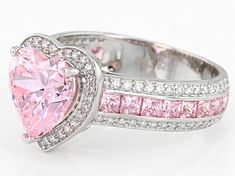 Pre-Owned Bella Luce ® pink and white diamond simulants 6.66ctw heart, square, and round, rhodium over sterling silver heart ring. Measures approximately 0.81"L x 0.44"W and is not sizeable. The diamond equivalent weight is 3.80ctw..  This product may be a customer return, vendor sample, or on-air display and is not in its originally manufactured condition.  It may not be new.  In some instances, these items are repackaged by JTV. Pink Jewelry Rings, Pink Heart Diamond Ring, Pink Sterling Silver Diamond Ring With Vs Clarity, Pink Diamond Ring With Vs Clarity In Sterling Silver, Pink Diamond Ring In Sterling Silver With Vs Clarity, Pink Heart-shaped Rings For Formal Occasions, Pink Cubic Zirconia Diamond Ring, Round Cut, Pink Cubic Zirconia Diamond Ring Round Cut, Pink Cubic Zirconia Diamond Ring