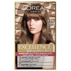 HtmlBox L'oreal Excellence Parisian Chic Hair Dye Color Dying Kit  7.35 Sand Beige Product Details  #Misty hair color can also have salon-level gloss! The unique salon-level triple dyeing and protection technology opens the soft hair surface when dyeing the hair, and the dye cream is as high as 25% of the hair care ingredients. It can truly dye the hair while protecting the hair when the color is applied. After finishing the color, in the process of shampooing, the color-locking and color-preserving factor helps the hair color to last for a long time. The color can be protected immediately when shampooing, and the color-locking conditioner is used for repairing, and the hair is lustrous and shiny.  Trend new color super color rendering: Quickly lighten hair color at least 2.5 degrees, dark Best Box Hair Dye, Unique Salon, Box Hair Dye, Lighten Hair, Chic Hair, Color Locks, How To Lighten Hair, Color Rendering, Hair Dye Colors