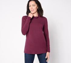 Get back to beautiful basics with this easy-to-layer mock neck top in polished Primabelle knit. From Belle by Kim Gravel. Kim Gravel, Mock Neck Top, Get Back, Mock Neck, Top Blouse, Tops & Tees, Knitting