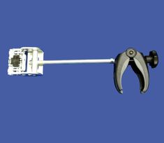 a pair of pliers are attached to a cable with an adjustable handle on a blue background