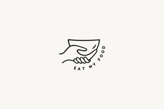 the logo for food and drink company, eat my hand is shown in black on a white background