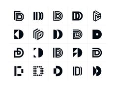 the different type of font used in logos and web design, including letter d, b, c, d