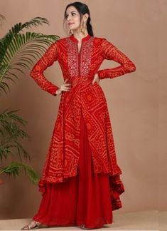 Wedding Kurti, New Dress Design Indian, Long Frocks For Women, Plazzo Suit, Sharara Designs, Bandhani Dress, Party Wear Gown, Frock For Women, Sari Dress