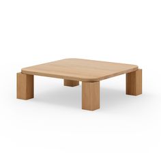 a square wooden table with two legs on an isolated white background for use as a coffee table