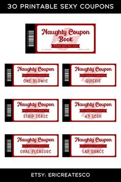 six coupons are shown in red and white