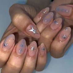 August Nails, Manicure Tips, Nails Fashion, Y2k Nails, Fake Nails With Glue, Manicures Designs, Stick On Nails, Star Design