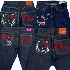 NEW Women Retro Hello Kitty Jeans Pants Casual Wide Trousers Pants Street Denim Hello Kitty Jeans, Straight Pants Men, Printed Denim Pants, Hip Hop Trends, Kitty Clothes, Hello Kitty Clothes, Vintage Hip Hop, Harajuku Style, Printed Jeans