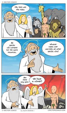 a comic strip with an image of jesus and other animals