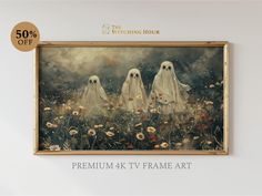 a painting with three ghost figures on it