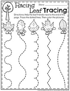 Leaf Tracing and early writing worksheet for Preschool. All About Leaves Preschool, Farm Ela Preschool, Fall Theme Math Preschool, Fall Pre Writing Worksheets Free, Season Changes Preschool Activities, October Crafts Preschool Art Projects, Fall Ideas Preschool, Prek Worksheets Free Printables Fall, F Is For Fall Preschool Activities