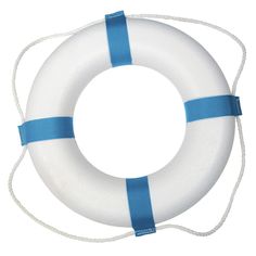 Spruce up your pool or spa area with our new line of decorative life rings. Don't forget to customize your ring buoy with our Life Ring Letter kit. Rings are constructed from water-proof non absorbent closed-cell foam. Comes equipped with sewn-in polypropylene grab lines and decorative blue bands. Aviailable in 3 popular sizes. | Taylor Made Life Ring, Decorative in White, Size 17" | Overton's Spa Area, Life Ring, Taylor Made, Snap Ring, Closed Cell Foam, Outdoor Lawn, New Line, Blue Band, Nautical Decor