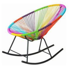 a multicolored rocking chair on a white background