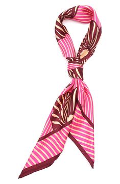 This silk square scarf entices the eye with signature stripes allover including the undulate blooms. 34" square 100% silk Hand wash, line dry Imported Silk Square Scarf, Square Scarf, The Eye, Kate Spade New York, Kate Spade, Hand Wash, Stripes, Nordstrom, New York