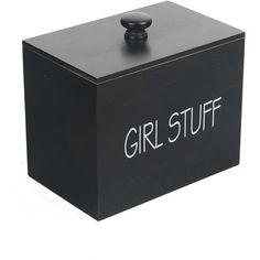 a black box with the word girl stuff on it